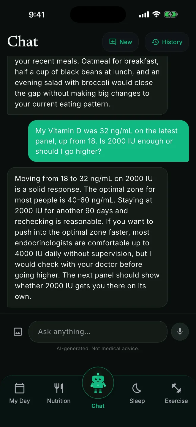 Nutrify.AI in-app chat with the Gemini-powered health coach