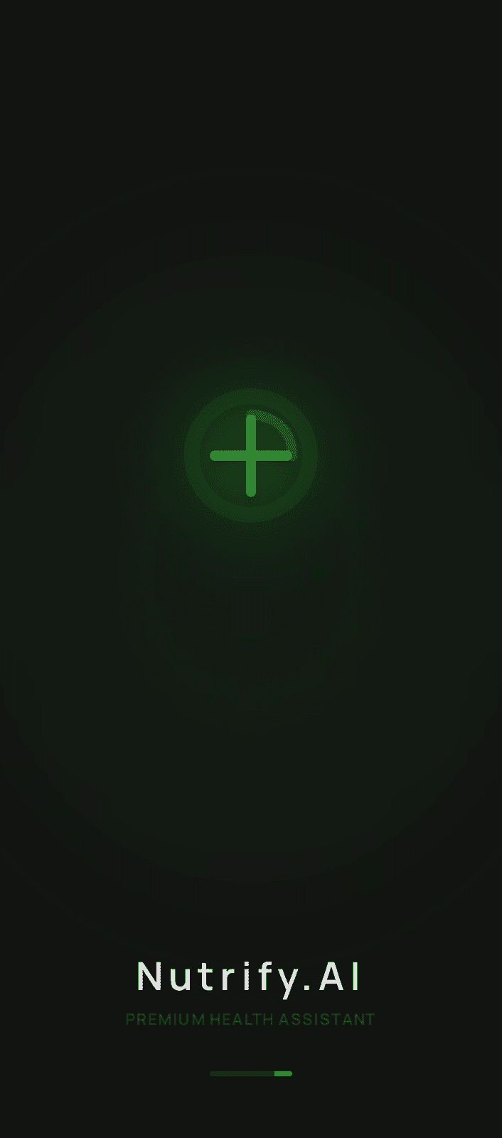 Nutrify.AI splash screen with brand logo on dark emerald theme